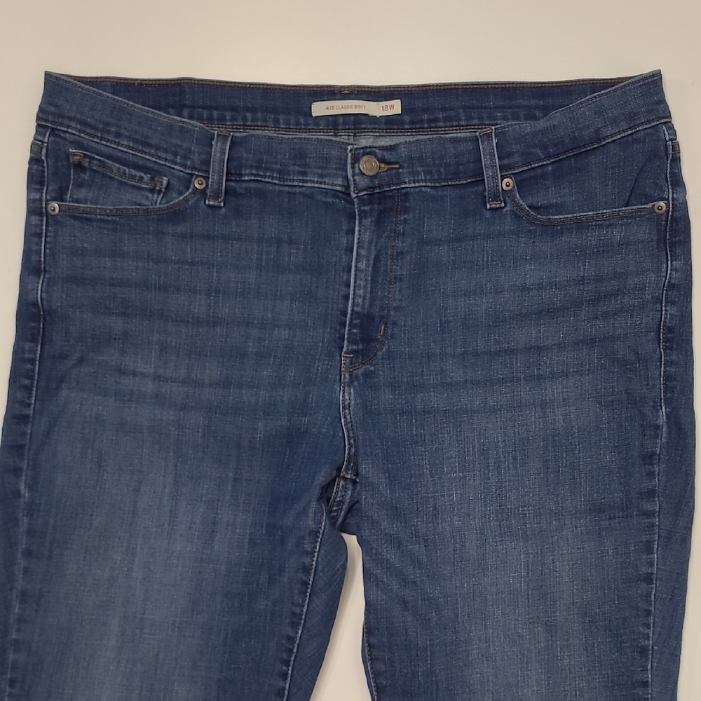 Levi's 415 Classic Boot Jeans High Waist Rise Dark Wash Embroidered Details Y2K - Picture 5 of 17
